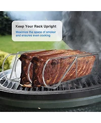 Xdovet Stainless Steel Rib Rack for Grill Holds 3 Ribs 18" Bbq Accessories Gifts Men