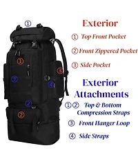 Piscifun 100L Waterproof Molle Hiking Backpack Large Capacity Travel Daypack for Outdoor Sports