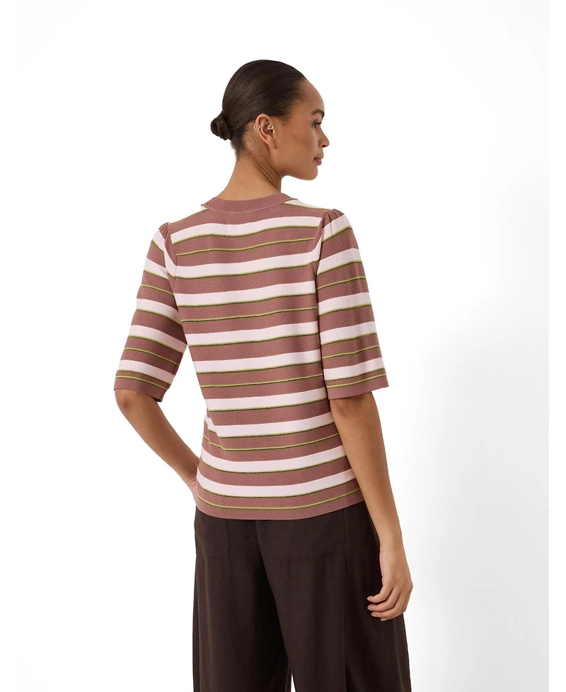 Hush Women's Gathered Shoulder Stripe T-Shirt