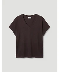 Hush Women's Rosalia Linen-Blend V-Neck Short-Sleeve T-Shirt