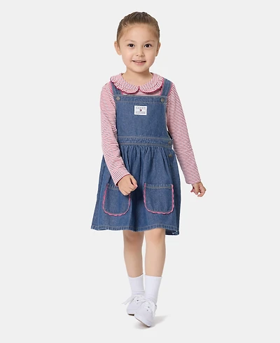 Tommy Hilfiger Girls' 2T-6X Striped Top and Jumper, 2-Piece Set