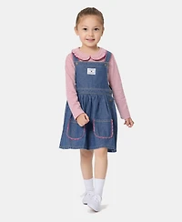 Tommy Hilfiger Girls' 2T-6X Striped Top and Jumper, 2-Piece Set