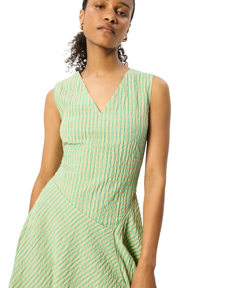 Whistles Women's Checked V-Neck Asymmetric Dress