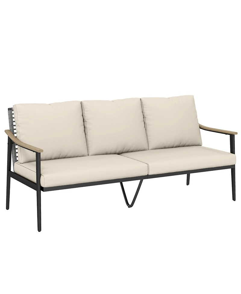 Outsunny 3 Seater Outdoor Couch Patio Sofa with Cushions