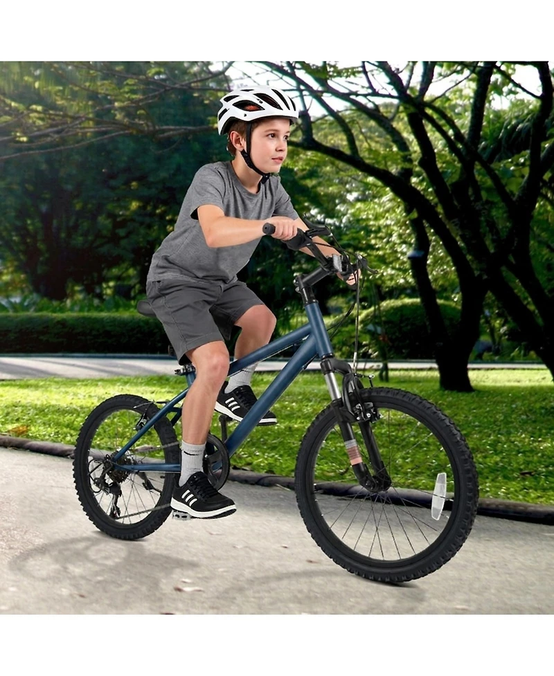 Hongge 20-Inch Kids Mountain Bike with Front Suspension Fork, 6-Speed and V-Brakes, Up to 110 lbs, Ages 8+