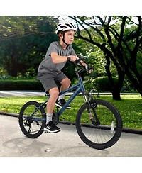 Hongge 20-Inch Kids Mountain Bike with Front Suspension Fork, 6-Speed and V-Brakes, Up to 110 lbs, Ages 8+