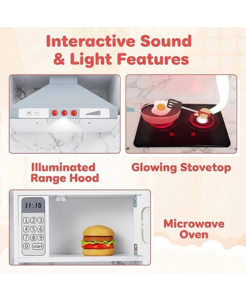 Hongge Wooden Kids Play Kitchen with Water Circulation Sink and Sounds
