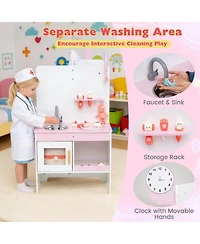 Hongge Kids Doctor Adjustable Height Bar Hand Washing Station 27-Piece Play Set, Ages 3+