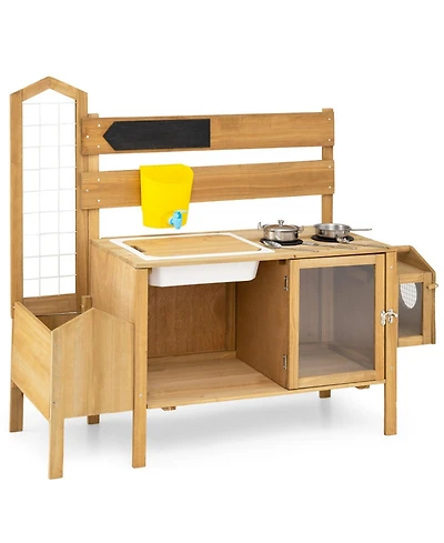 Hongge Detachable Bird Cage 7-Piece Mud Kitchen, Ages 3+