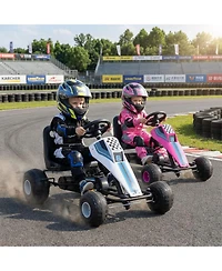 Hongge 4-Wheel Kids Pedal Go Kart with Steering Wheel and Handbrake