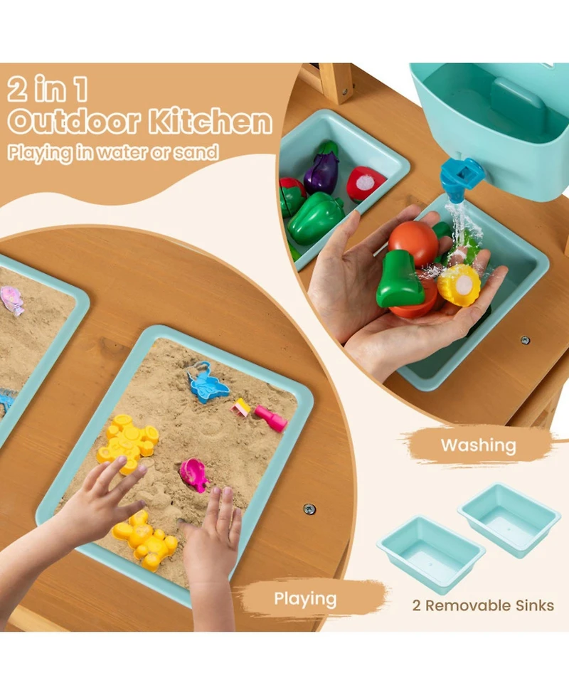 Hongge Wooden Outdoor Mud Play Kitchen, Ages 3+