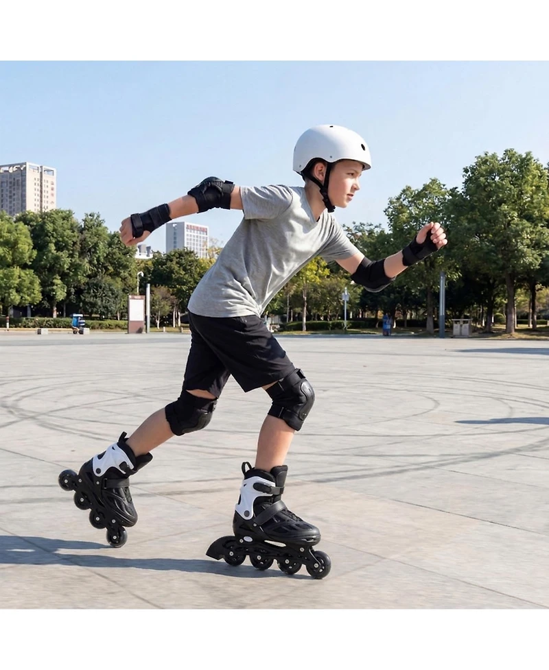 Hongge Adjustable Kids Inline Skates with Heel Brake and Light-Up Wheels Ages 9-14