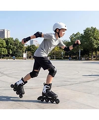 Hongge Adjustable Kids Inline Skates with Heel Brake and Light-Up Wheels Ages 9-14