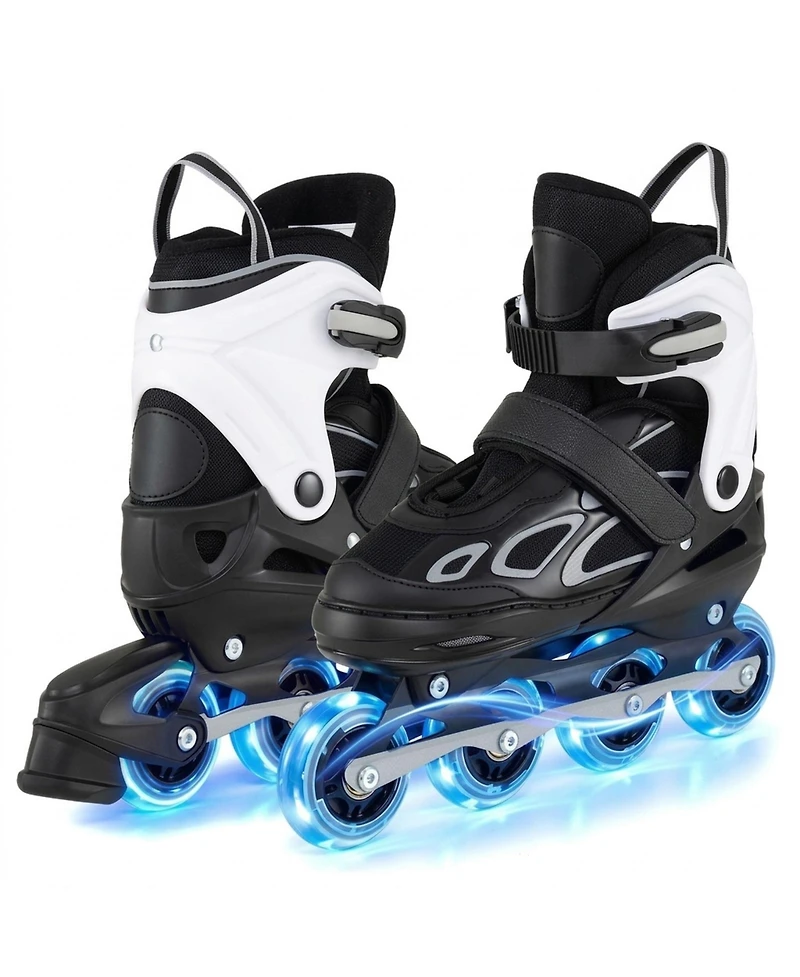Hongge Adjustable Kids Inline Skates with Heel Brake and Light-Up Wheels Ages 9-14