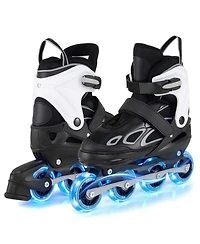 Hongge Adjustable Kids Inline Skates with Heel Brake and Light-Up Wheels Ages 9-14