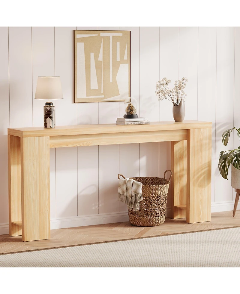 homfan 70.9" Farmhouse Narrow Console Table, Rustic Entryway Sofa Table for Living Room, Hallway