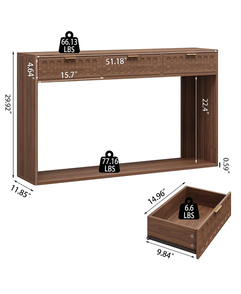 homfan 51" Farmhouse Entryway Table with Drawer, Rustic Narrow Console for Living Room, Hallway and Behind Couch, Easy Assembly