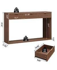 homfan 51" Farmhouse Entryway Table with Drawer, Rustic Narrow Console for Living Room, Hallway and Behind Couch, Easy Assembly