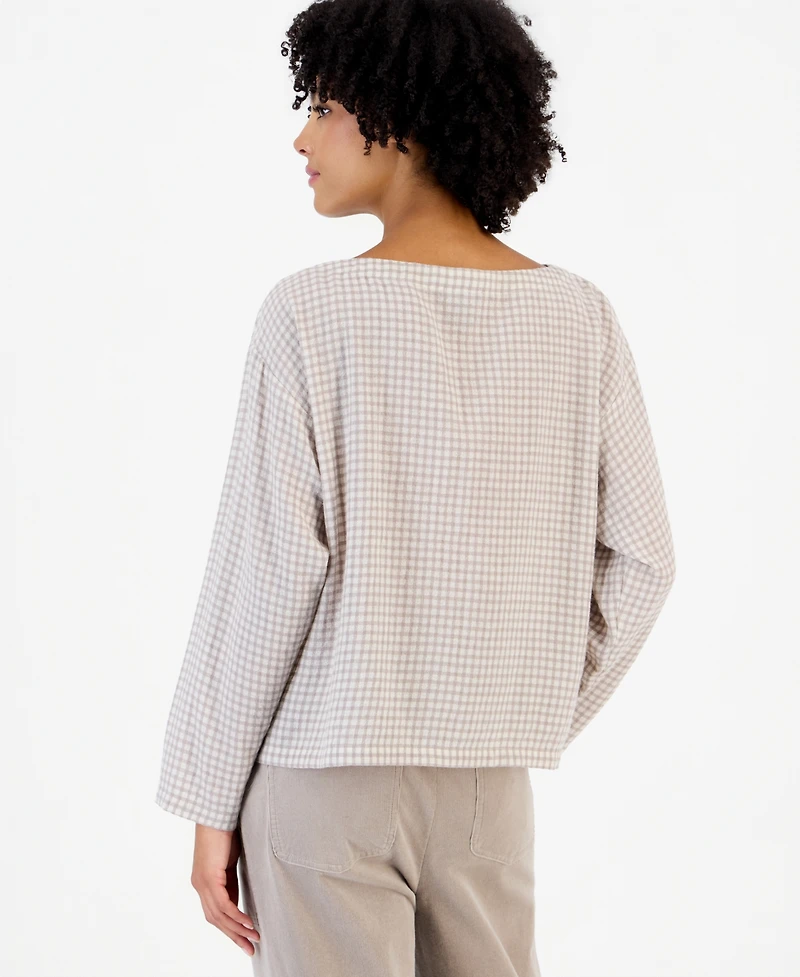 Eileen Fisher Women's Boat-Neck Boxy Long-Sleeve Wool-Blend Top