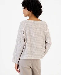 Eileen Fisher Women's Boat-Neck Boxy Long-Sleeve Wool-Blend Top