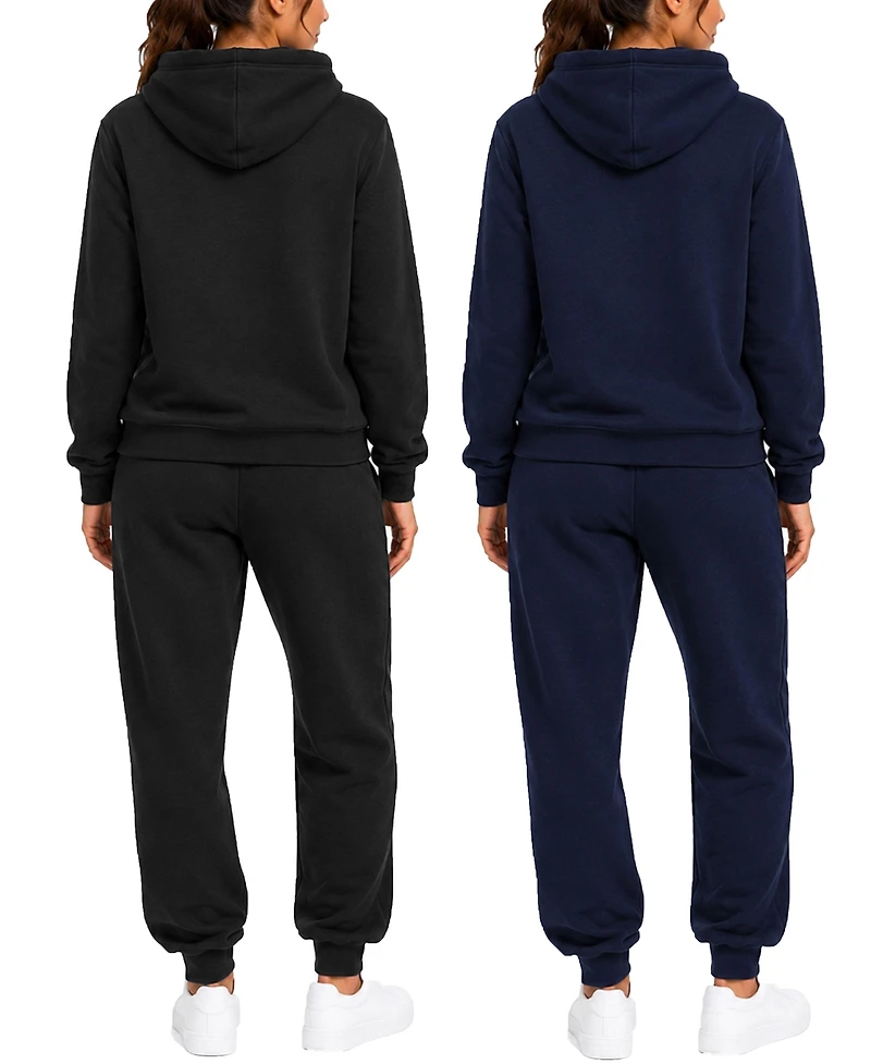 Blu Rock Women's Studio Jk Loose Fit Soft Fleece Cotton Blend Pullover Hoodie and Sweatpants Jogging Set (2 Full Sets)