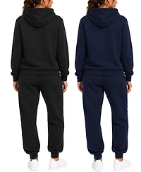 Blu Rock Women's Studio Jk Loose Fit Soft Fleece Cotton Blend Pullover Hoodie and Sweatpants Jogging Set (2 Full Sets)