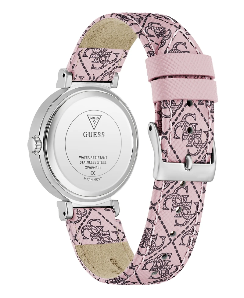 Guess Women's Quartz Pink Genuine Leather Watch 32mm