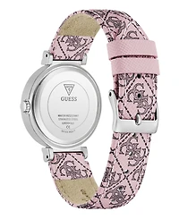 Guess Women's Quartz Pink Genuine Leather Watch 32mm