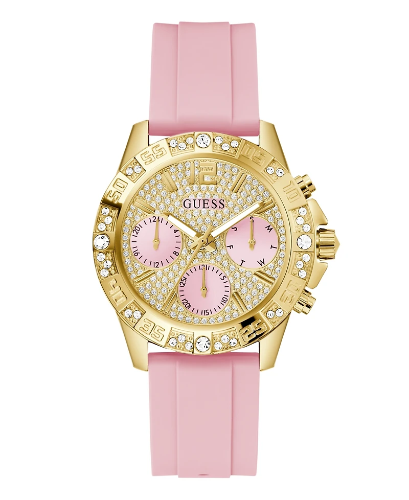 Guess Women's Quartz Pink Silicone Watch 40mm