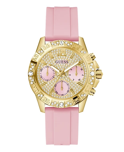 Guess Women's Quartz Pink Silicone Watch 40mm