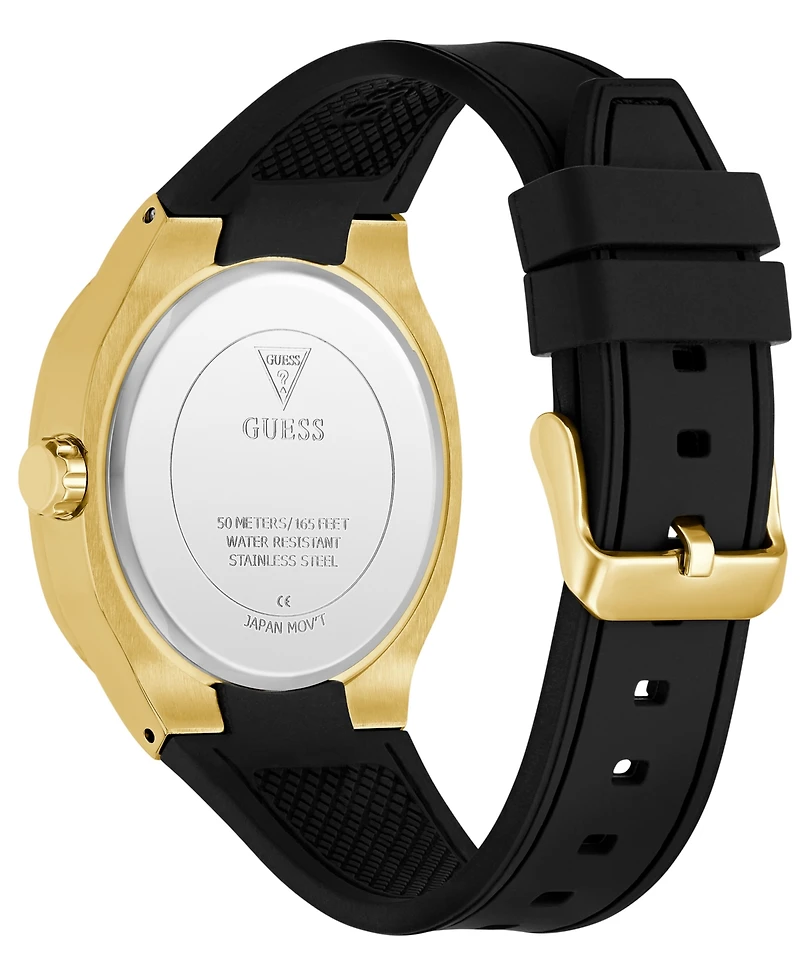 Guess Men's Quartz Black Silicone Watch 42mm
