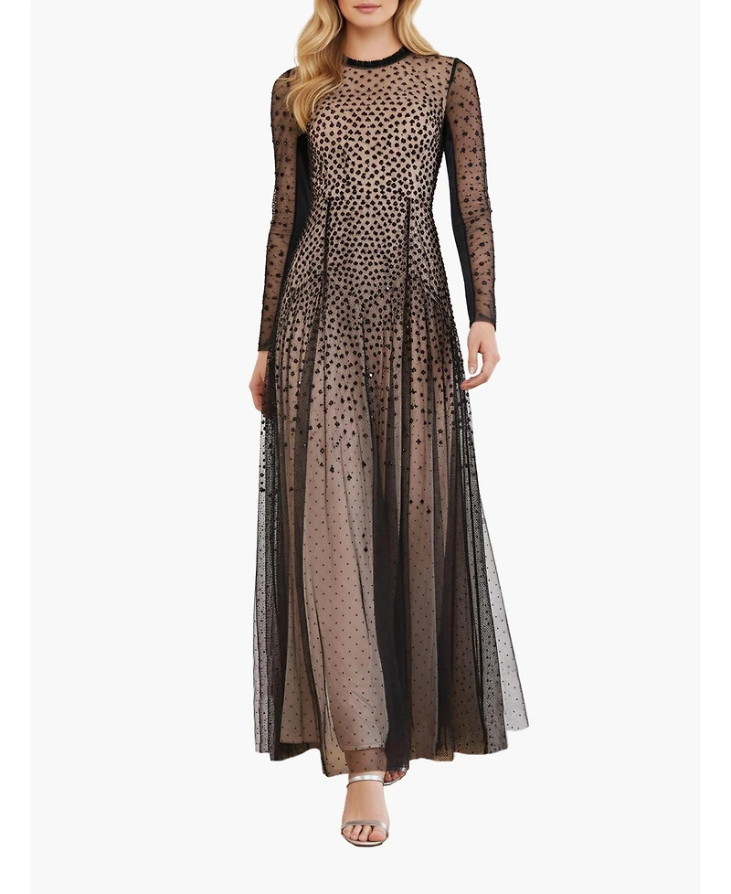 Needle & Thread Women's Sequin Cascade Round Neck Gown