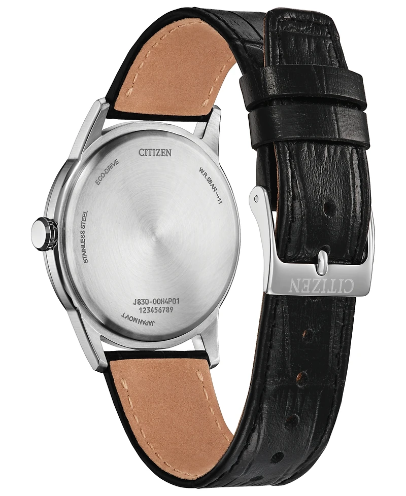 Citizen Men's Rolan Black Leather Strap Watch 37mm