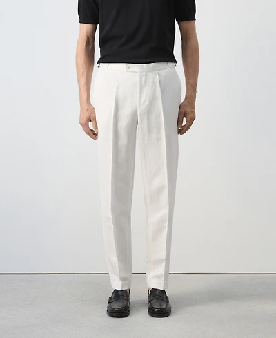 Mango Men's Pleated Linen-Blend Suit Pants
