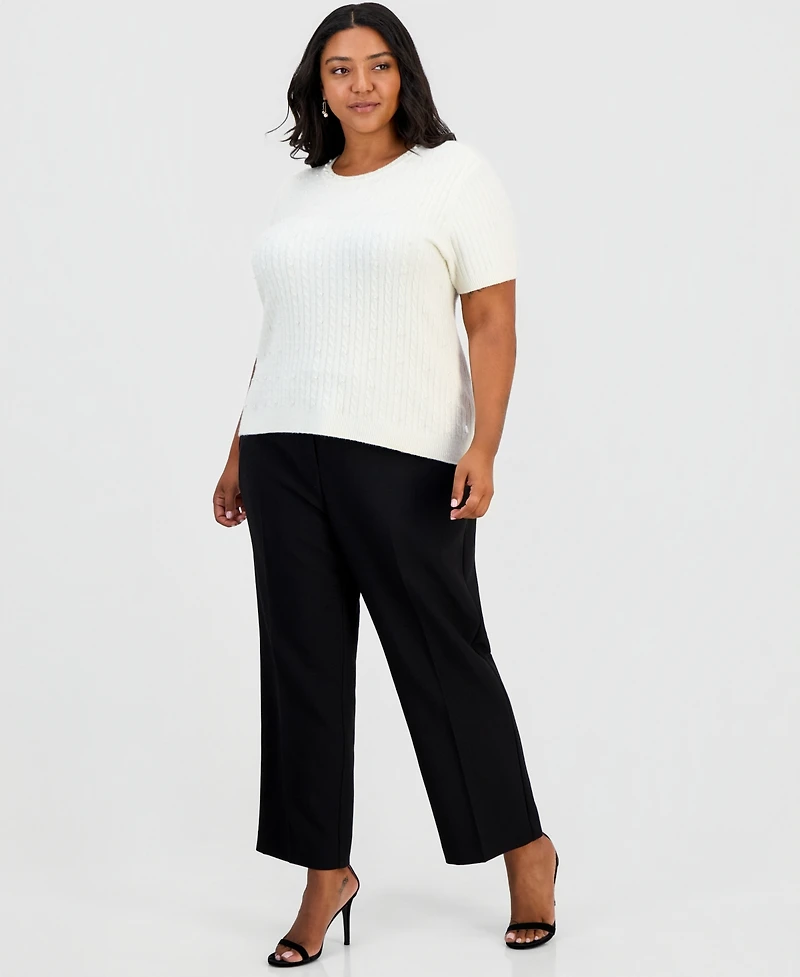 Karl Lagerfeld Paris Plus Cable-Knit Embellished Sweater, Created for Macy's