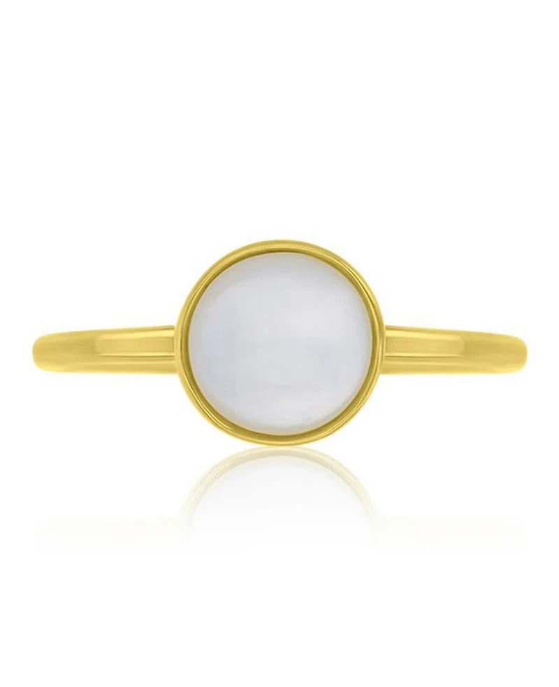 Macy's Diamond (0.01 ct. t.w.) & Imitation Pearl Stackable Ring 14k Yellow Gold Over Sterling Silver