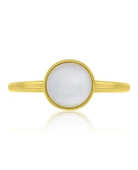 Macy's Diamond (0.01 ct. t.w.) & Imitation Pearl Stackable Ring 14k Yellow Gold Over Sterling Silver