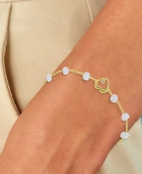 Macy's 14k Gold Over Sterling Silver Simulated Cultured Pearl and Lavender Heart Bracelet