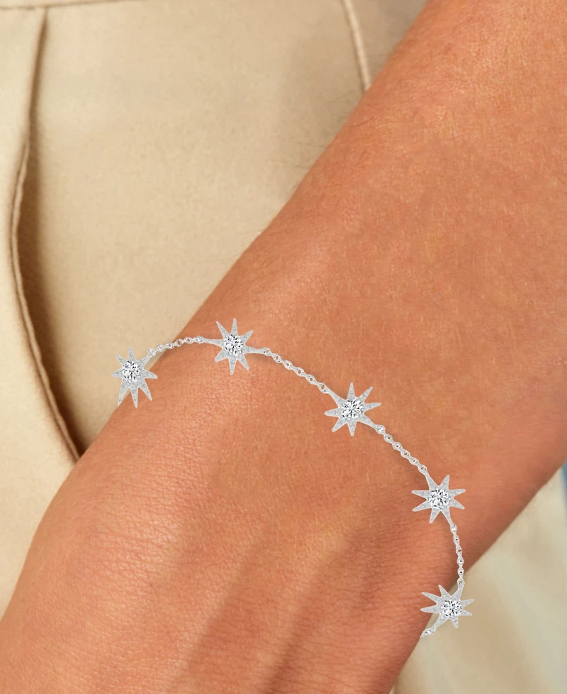 Macy's Rhodium Over Silver Cubic Zirconia Sun Station Bracelet