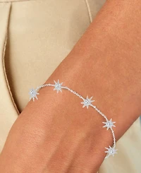 Macy's Rhodium Over Silver Cubic Zirconia Sun Station Bracelet