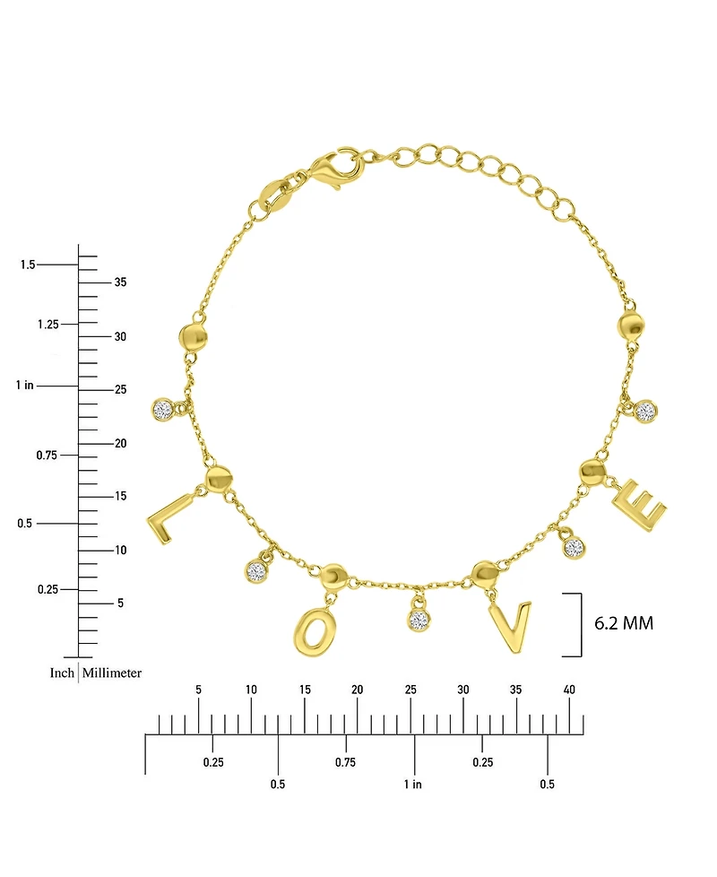 Macy's 14k Gold-Plated Dangling Cubic Zirconia Love Bracelet