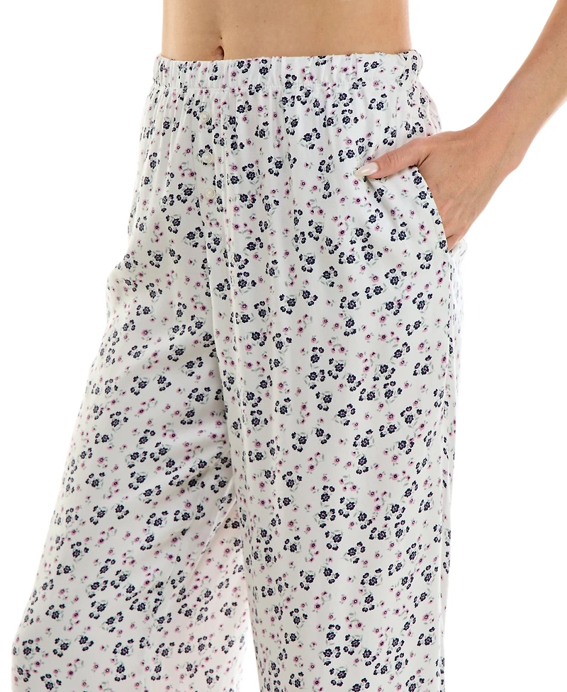 Roudelain Women's Yarn-Dyed Flannel Open-Leg Sleep Pants