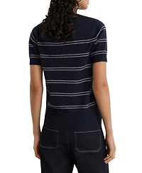 Reiss Women's Sabrina Striped Crewneck Short-Sleeve Wool-Blend Knit Top