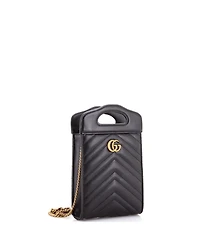 Pre-Owned Gucci Mini Gg Marmont Top Handle Convertible Chain Tote Matelasse Leather