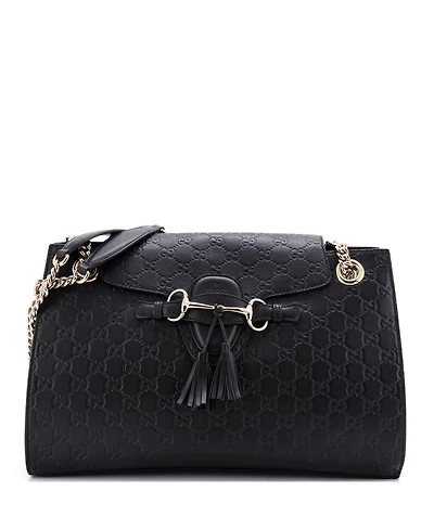 Pre-Owned Gucci Large Emily Chain Flap Shoulder Bag Guccissima Leather