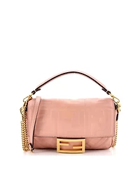 Pre-Owned Fendi Mini Baguette Nm Bag Zucca Embossed Leather