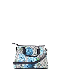 Pre-Owned Gucci Medium Convertible Zip Tote Blooms Print Gg Coated Canvas