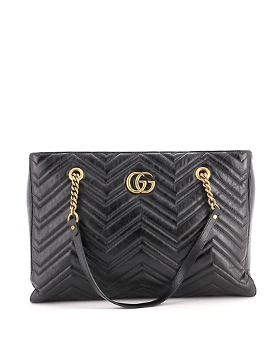 Pre-Owned Gucci Medium Gg Marmont Zip Tote Matelasse Leather