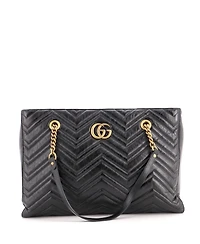 Pre-Owned Gucci Medium Gg Marmont Zip Tote Matelasse Leather