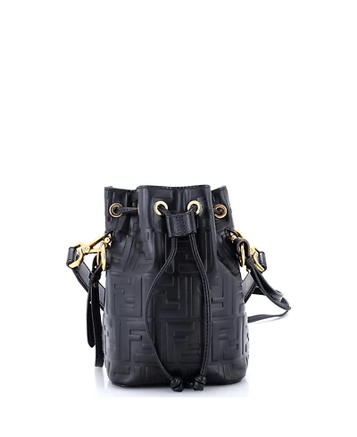 Pre-Owned Fendi Mini Mon Tresor Bucket Bag Zucca Embossed Leather